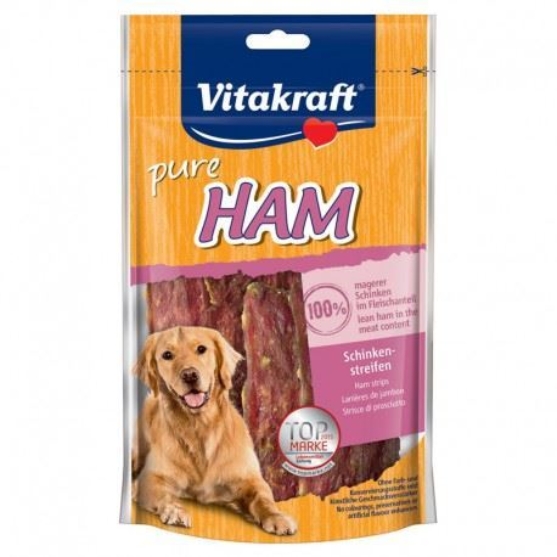 Picture of Vitakraft Pure Ham Strips Grain-Free Dog Treats (80g Pouch)