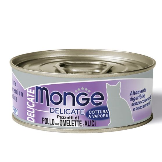 Picture of Monge Delicate Chicken Flakes with Omelette and Anchovies 80g (12/pack)