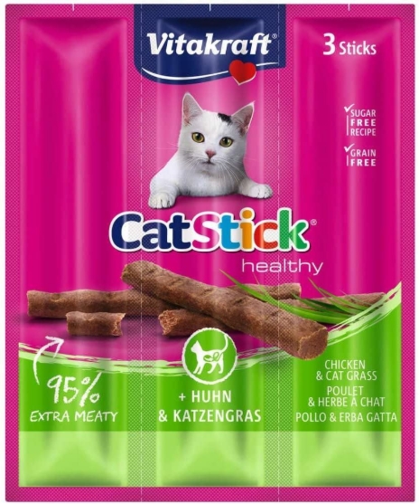 Picture of Vitakraft CatStick Healthy — Chicken & Cat Grass (6-pack)