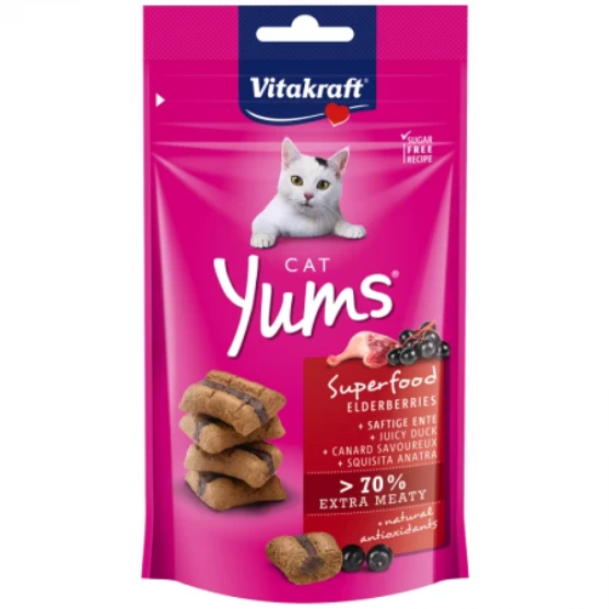 Picture of Vitakraft Cat Yums Superfood Duck & Elderberries Cat Treats (40g)