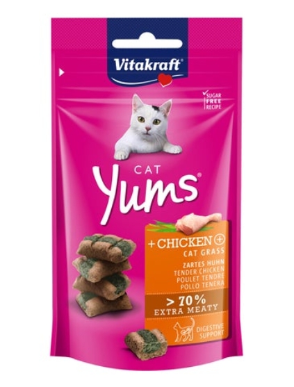 Picture of Vitakraft Cat Yums Chicken & Cat Grass Cat Treats (40g)