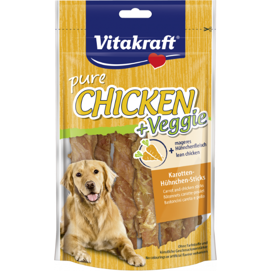 Picture of Vitakraft Pure Chicken + Veggie Carrot and Chicken Sticks Dog Treats (80g)