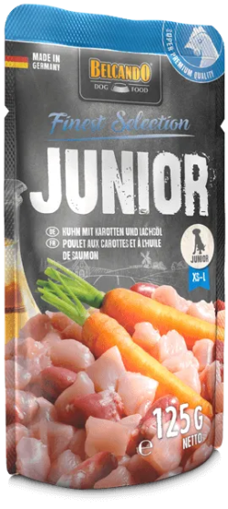 Picture of Belcando Finest Selection Junior Chicken with Carrots & Salmon Oil Wet Dog Food Pouches (12 x 125g Pack)