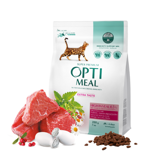 Picture of Optimeal Adult Cat Dry Food High in Veal – 4kg