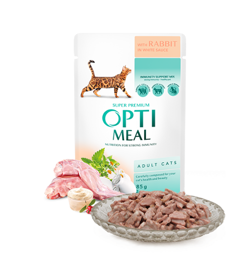 Picture of Optimeal Grain Free Wet Cat Food – Rabbit in White Sauce (85g) (3+1 Free/ pack)