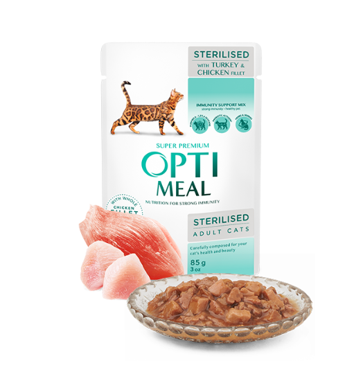 Picture of Optimeal Sterilised Cat Wet Food - Turkey & Chicken Fillet in Sauce Multipack 85g (4 pack )