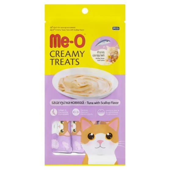 Picture of Me-O Creamy Cat Treats Tuna Scallop Flavor Cat Food 15g (4/pack) 