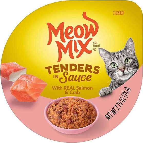 Picture of Meow Mix Tenders in Sauce With salom & crab p 2.75oz