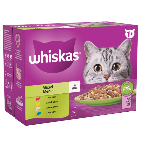 Picture of WHISKAS Mixed Menu in Jelly 1+ Adult Wet Cat Food Pouches 85g (12/pack)