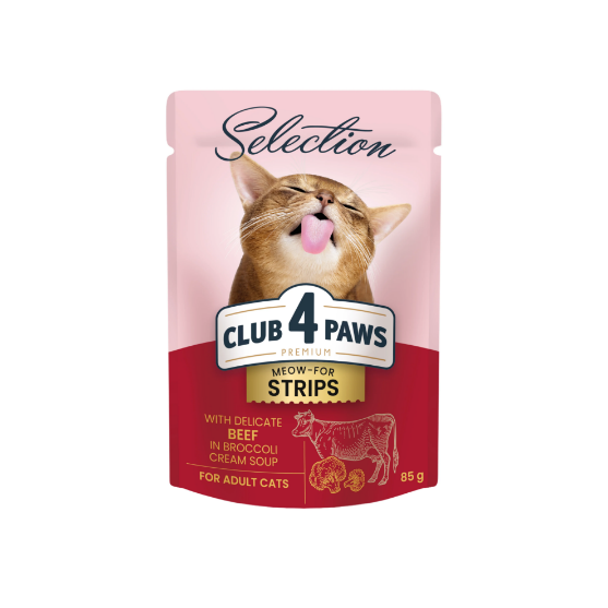 Picture of Club4paws Strips Beef in Cream Broccoli  100g (12/pack) 