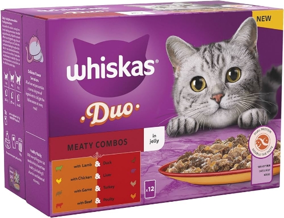 Picture of Whiskas Tasty Duo 1+ Meaty Combos in Jelly 85g(12/pack)