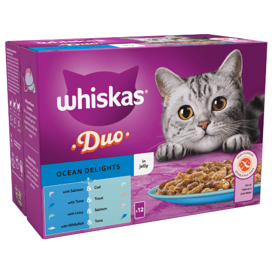 Picture of Whiskas Tasty Duo 1+ Ocean Delights in Jelly 85g(12/pack)  