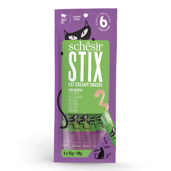 Picture of Schesir Stix Adult Cat Creamy Snacks With Duck in Cream  6 x 15g (2/Pack)