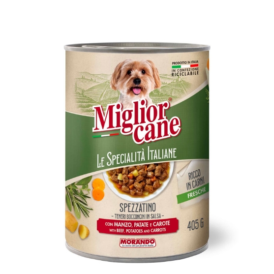 Picture of Miglior cane Spezzatino (Stew) – Small chunks in sauce with beef, potatoes and carrots 405