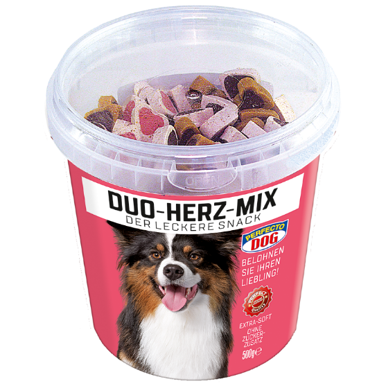 Picture of Perfecto Dog Duo Heart Mix 500g, bucket