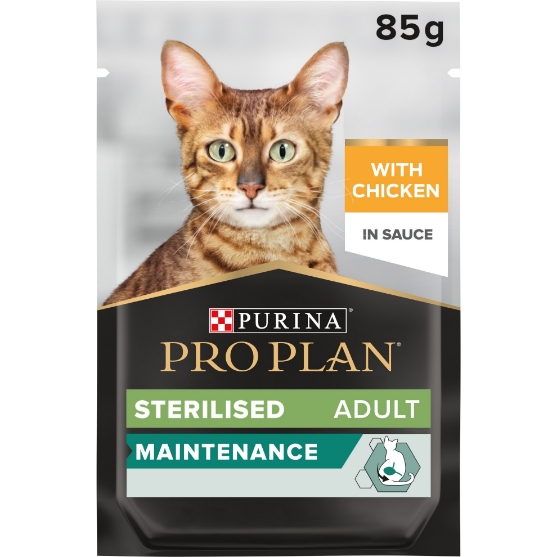 Picture of Purina Pro Plan Sterilised Adult Wet Cat Food, Chicken in Gravy, 85g (26/pack)