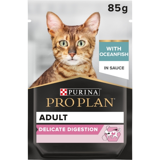 Picture of Pro Plan Adult Delicate Digestion Wet Cat Food Pouch Oceanfish in Gravy 85g (26/pack)