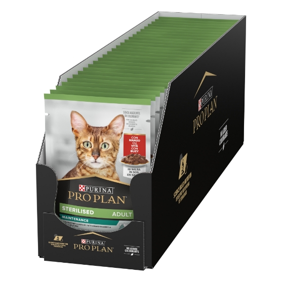 Picture of Purina Pro Plan Sterilised Wet Cat Food, Beef in Gravy, Multipack 10x 85g