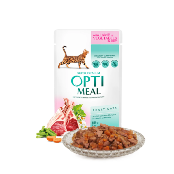 Picture of Optimeal Wet food for Lamb & Veggies in Jelly 85g (9+3 Free/ pack)  