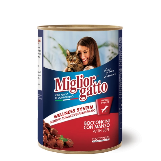 Picture of Migliorgatto CHUNKS WITH BEEF 405 g 