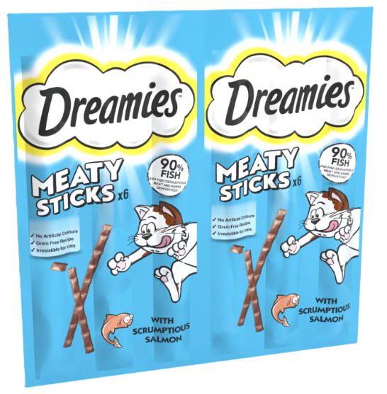Picture of DREAMIES™ Meaty Sticks Adult Cat Treats with Scrumptious Salmon 30g