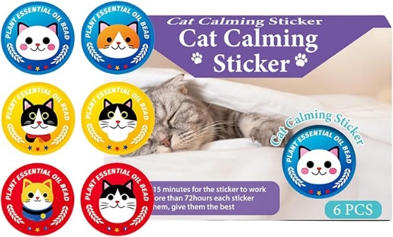 Picture of Calming For Cats - 6X Fast Release Stress Relief Stickers,Kitten Calming Patches Portable Long Lasting Pet Supply For Outdoor Home Travel