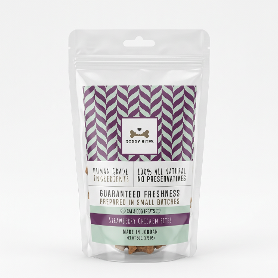 Picture of Doggy Bites Strawberry Crunchy Chicken Bites (50 GM) 