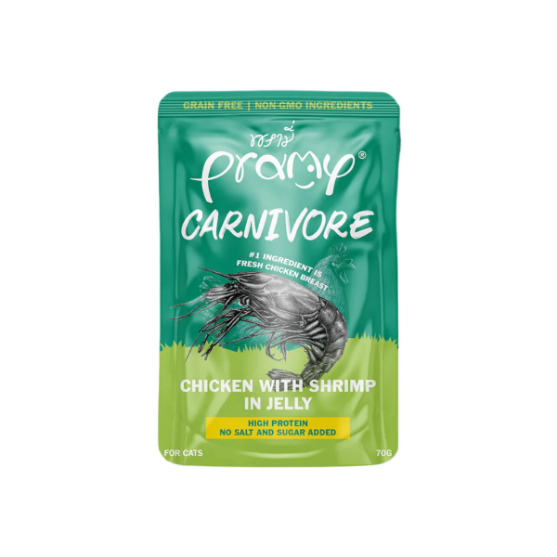 Picture of Pramy Carnivore Chicken with Shrimp in  Jelly recipe 80g (6/pack)  