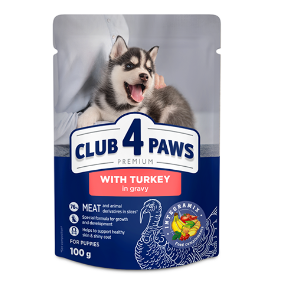 Picture of Club4paws Puppy Turkey In Gravy 100g (20+4Free)