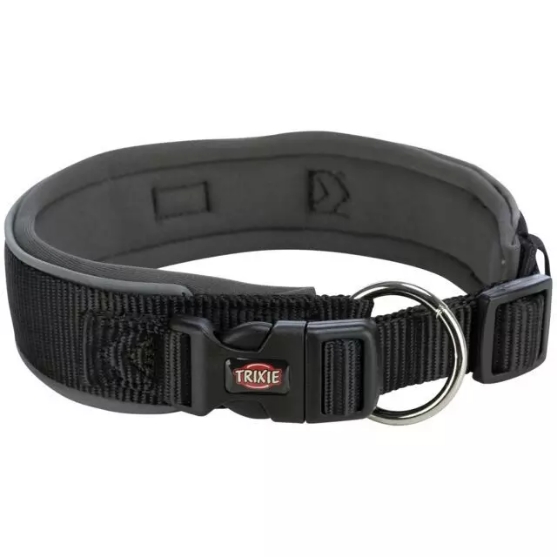 Picture of Trixie Premium collar, extra wide, L: 46–55 cm/50 mm, black/graphite