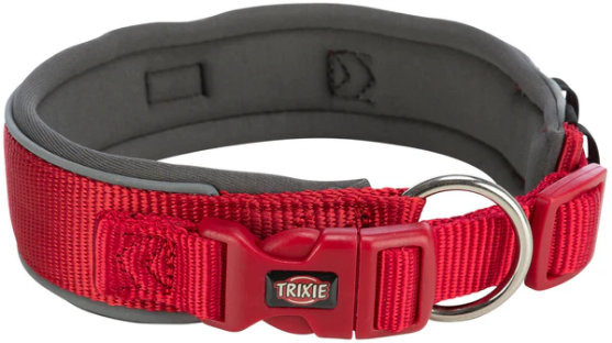 Picture of Trixie Premium collar, extra wide, M–L: 40–48 cm/40 mm, red/graphite