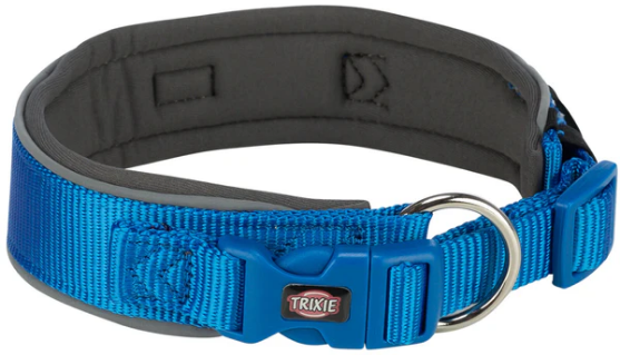 Picture of Trixie Premium collar, extra wide, M–L: 40–48 cm/40 mm, royal blue/graphite