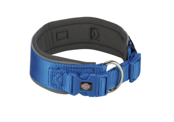 Picture of Trixie Premium collar, extra wide, S–M: 33–42 cm/35 mm, royal blue/graphite