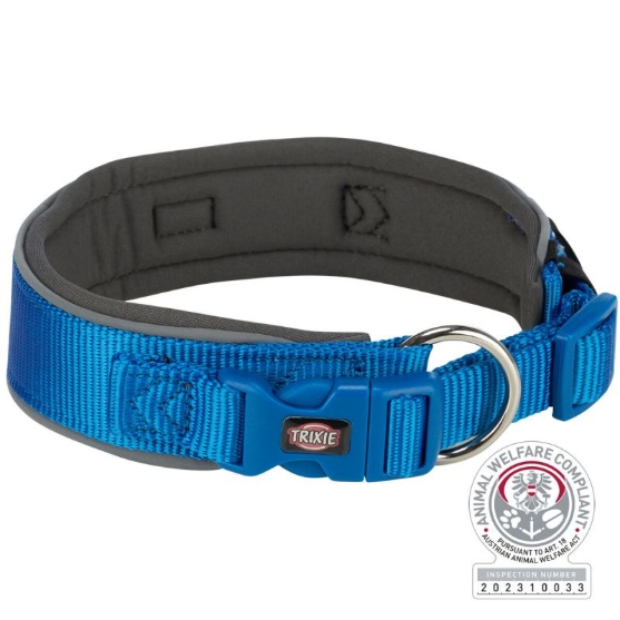 Picture of Trixie Premium collar, extra wide, M–L: 40–48 cm/40 mm, royal blue/graphite