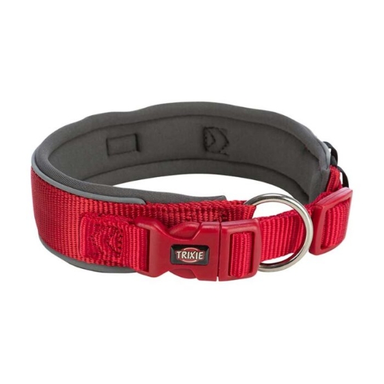 Picture of Trixie Premium collar, extra wide, M–L: 40–48 cm/40 mm, red/graphite