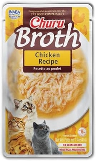 Picture of Inaba Churu Broth Treats for Cats, Shredded Chicken & Creamy Broth with Vitamin E 40g (6/pack)