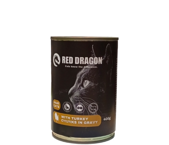 Picture of Red Dragon Adult Cat Food with Turkey Chunks in Gravy 400g (12/PAC)