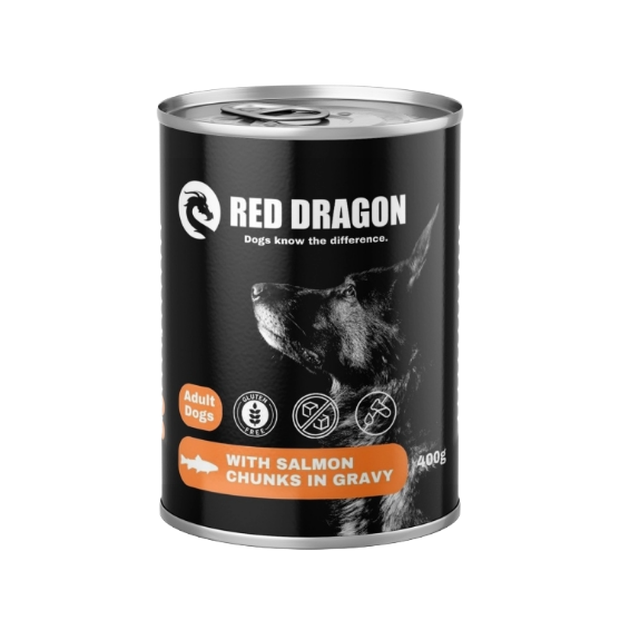 Picture of Red dragon  salmon chunks in gravy  400g (12/Pac)