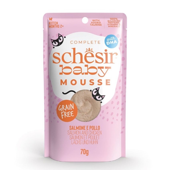 Picture of SCHESIR BABY CAT POUCH MOUSSE SALMON WITH CHICKEN 70G (12/Pack)