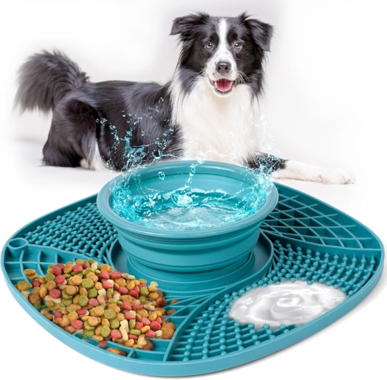 Picture of AiQInu 2-in-1 Dog Lick Mat and Collapsible Water Bowl