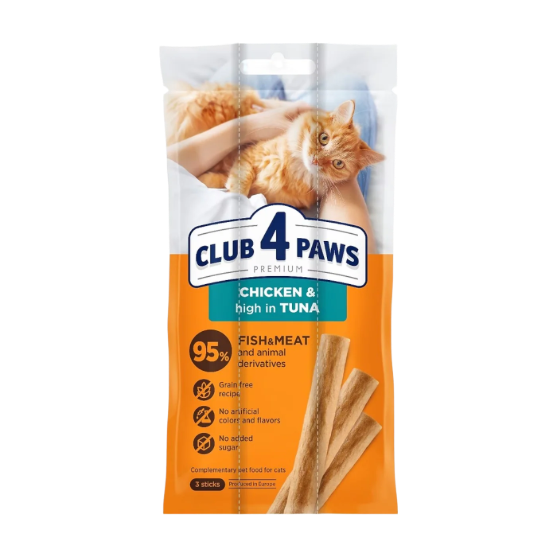 Picture of Club4Paws Meaty Sticks Chicken & High in Tuna Flavor 15g (3/pack)