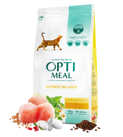 Picture of  Optimeal Super Premium Nutrient Balance Chicken Dry Cat Food for Adult Cats (10kg