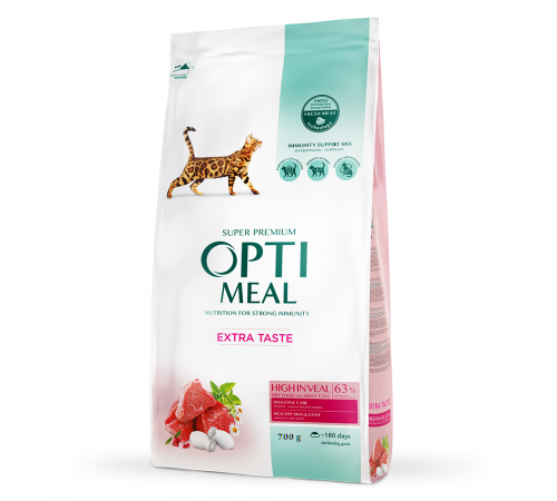 Picture of Optimeal Adult Cat Dry Food High in Veal 700g
