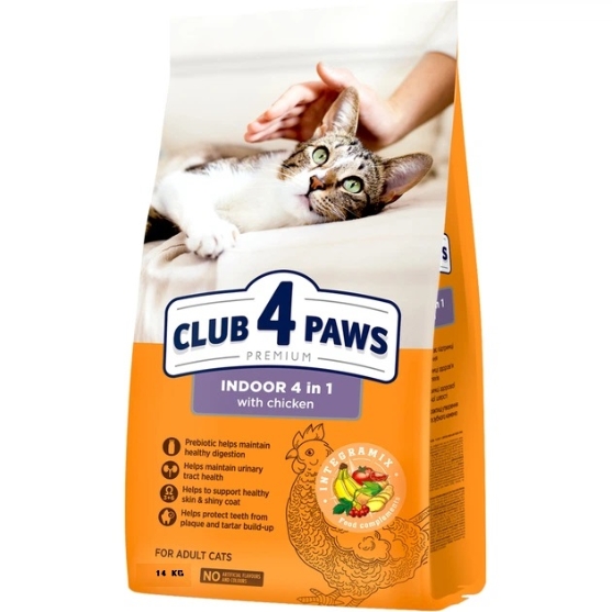 Picture of Club4Paws Indoor 4in1 with Chicken 14 Kg