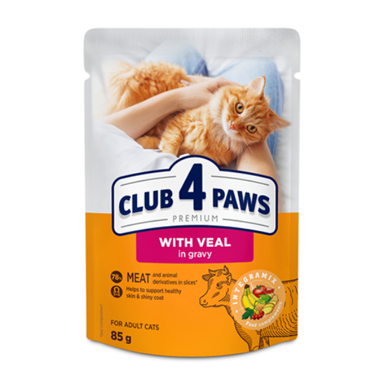 Picture of Club4Paws Adult Cats with Veal in Gravy 80g (12/Pack)