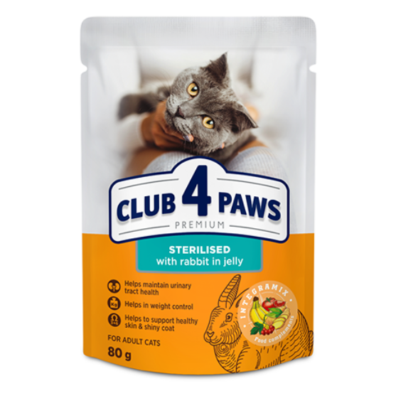 Picture of Club4Paws Sterilized Rabbit in Jelly 80g  (12/Pack)