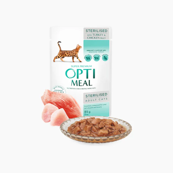 Picture of Optimeal Sterilised Turkey & Chicken Fillet in Sauce Cat Food 340g  (4-pack)
