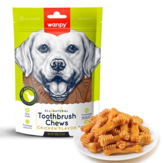 Picture of Wanpy All-Natural Toothbrush Chews – Chicken Flavor  100g (3-Pack)