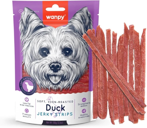 Picture of Wanpy Soft Oven-Roasted Duck Jerky Strips Dog Treats  100g