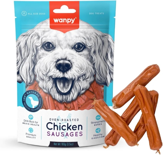 Picture of Wanpy Oven-Roasted Chicken Sausages Dog Treats (100g)